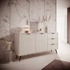 Комод Perfect Home Lante 2D3S/163 81.2x163.2x38 см, 2-дверний, 3 шухляди, чорні ніжки Бежевий (000012377002) - зображення 5