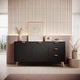 Комод Perfect Home Lante 2D3S/163 81.2x163.2x38 см, 2-дверний, 3 шухляди, золоті ніжки Чорний (000012377003) - зображення 5