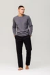 Пижама мужская Handy Wear Cotton Basic лонгслив темносерый + штаны прямые черные M - изображение 1