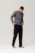 Пижама мужская Handy Wear Cotton Basic лонгслив темносерый + штаны прямые черные M - изображение 2