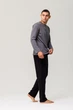 Пижама мужская Handy Wear Cotton Basic лонгслив темносерый + штаны прямые черные M - изображение 3