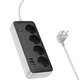 Подовжувач HOCO AC22 Sunlight 4-bit desktop socket (1.5M), 3USB, 1Type-C, 30W, 3A, PD, QC, black - зображення 2