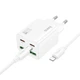 Мережевий зарядний пристрій Hoco N56 Fundador PD30W four-port (2C2A) + Type-C to Lightning White - зображення 2
