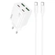 Мережевий зарядний пристрій Hoco N55 Fundador PD20W four-port (2USB-A/2C) + Type-C to Type-C White - зображення 1