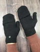 Мужские шерстяные перчатки-варежки с отворотом Черные R1305 - изображение 2
