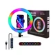 Разноцветная кольцевая RGB LED лампа для селфи 36см с держателем для телефона со штативом KL-36SHT - изображение 3