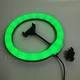 Кольцевая лампа для селфи RGB LED 26 см со штативом 2м и держателем для телефона, светодиодная лампа для блоггеров, макияжа, фото и видеосъемки с регулировкой яркости 10-100%, холодный/теплый/RGB свет Черная MJ26T - изображение 8
