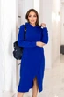 Теплое трикотажное платье миди с капюшоном Fashion 46/48 электрик - изображение 2
