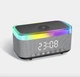 Часы электронные настольные OKOP с беспроводной зарядкой 15W, радио , LED подсветкой, будильник, колонкой на аккумуляторе для iPhone, Android 6 в 1 Чёрно-серый - изображение 9