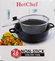 Кастрюля фритюрница HotChef с антипригарным покрытием со стеклянной крышкой 24 см Черный - изображение 4