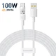 Кабель Type-C на USB Baseus Gem Series Fast Charging Data Cable (2m, 100W, 6A, 480 Mbps). White - зображення 1