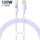 Кабель Type-C на USB Baseus Gem Series Fast Charging Data Cable (2m, 100W, 6A, 480 Mbps). Nebula Purple - зображення 1