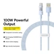 Кабель Type-C на USB Baseus Gem Series Fast Charging Data Cable (2m, 100W, 6A, 480 Mbps). Galaxy Blue - зображення 4