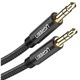 Аудіо кабель UGREEN AV112 AUX 3.5 мм to AUX 3.5 мм Cable Gold Plated Metal Case with Braid 1m, Black - изображение 1