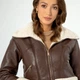 Жіноча коротка куртка з хутром коричневий 99_9P_116_4_XL, XL - изображение 5