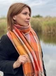 Теплый шарф в клетку Ребекка 180*65 см оранжевый - изображение 2