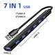 USB-хаб Концентратор USB-A на 7 порти: 1 x USB-A 3.0 та 6x USB-A 2.0 метал Black - зображення 1