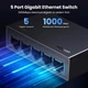 Мережевий комутатор UGREEN CM833 5-Port Gigabit Ethernet Switch LAN для маршрутизатора, концентратора локальної мережі, повний/напівдуплекс Plug and Play Black (35492) - зображення 5