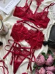 Комплект жіночої білизни з прозорого мережива SM2120/5gg Simply sexy Бордовий S - зображення 4