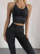 Спортивный женский костюм Soft LINE 3 в 1 (топ, рашгард, леггинсы) для фитнеса и йоги Бесшовный Push Up M Темно-серый (1751M) - изображение 3