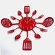 Настенные часы на кухню Fork Ложки-вилки кварцевые металлические 40 см Красный - изображение 3