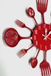 Настенные часы на кухню Fork Ложки-вилки кварцевые металлические 40 см Красный - изображение 4