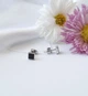 Серебряные сережки серьги гвоздики на фиксаторах Квадрат с Черными Камнями серебро 925 пробы Родиров. 1054ф2 - изображение 10
