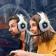 Геймерські ігрові Bluetooth навушники Onikuma B100 з висувним мікрофоном та LED підсвічуванням White - зображення 11