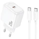Зарядне мережеве Hoco CS53A 1хType-C PD 25W + кабель Type-C to Type-C швидка зарядка для пристроїв Android Білий - изображение 1