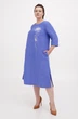 Вільна сукня великих розмірів з льону з вишитими квітами Ольвія (Plus size). Синій, р.64, код 0357/64/1974 - изображение 2
