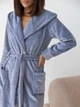 Халат женский махровый теплый с капюшоном зимний BARWA garments 0227/1 2XL Серо-голубой (2110002275998) - изображение 7