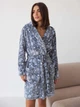 Халат женский махровый теплый с капюшоном зимний BARWA garments 0227 XL Котик на сером (2110002274373) - изображение 3