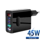 Сетевое зарядное устройство для айфона самсунга на 4 порта 45W Адаптер USB Type C для Samsung Apple iPhone iPad Xiaomi Huawei Google Блок питания зарядка для телефона смартфона планшета легкий для путешествий Black LEXEGO F004-B - изображение 6