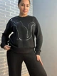 Костюм женский Joggy 8063-7557 свитшот с рисунком кот и брюки широкие палаццо M черный - изображение 7