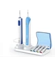 Подставка для электрической зубной щетки Oral B Braun и 4 насадок с синей гигиенической крышкой для электрощеток орал б держатель vitality io в ванну - изображение 2