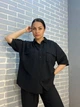 Костюм женский Mix Ray 4218 ткань жатка рубашка на пуговицах карманы и широкие брюки на резинке S черный - изображение 2