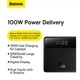 Повербанк Baseus Blade 20000mAh (100W, для ноутбука, Type-C, Type-A, Quick Charge 3.0, LED-дисплей, быстрая зарядка) - Черный - изображение 7