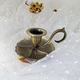 Настольный рельефный подсвечник под бронзу, высота 5 см - изображение 2