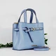 Сумка кросс-боди женская кожаная Michael Kors Emilia Small Pebbled Leather голубая (в подарочной упаковке) - изображение 4