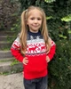 Светр з оленями для дівчинки "Baby deer" Червоний з синім (9-10 років, 134-140 см) - зображення 1