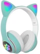 Навушники дитячі бездротові Bluetooth з FM-радіо Cat Ear AKS-28 LED Котячі вушка з підсвічуванням Бірюзовий - зображення 2
