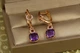 Сережки підвіски Xuping Jewelry куплет із фіолетовим каменем 3 см золотисті - зображення 2