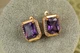 Серьги Xuping Jewelry Большой прямоугольник с фиолетовым камнем 1,4 см золотистые - изображение 1