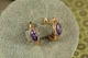 Серьги Xuping Jewelry маркиз с фиолетовым камнем в ободке 1,5 см золотистые - изображение 2