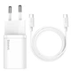 Блок питания Быстрая зарядка Сетевое Зарядное Устройство Baseus Super Si Quick Charger 1C 25W EU Mini White Cable Type-C to Type-C 3A 1m White - изображение 1