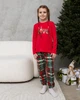 Подростковая новогодняя пижама для девочки Love- Family look для семьи красная 128-134 - изображение 1