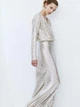 Боди-блузка женская H&M 061199877 M Светло-бежевый/Паетки (6666000341273) - изображение 4