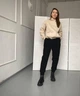 Штаны джоггеры Мом комфортные на флисе теплые Ballet Grace 464 свободные Черный XL - изображение 2