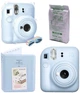 Набор Fujifilm INSTAX Mini 12 Pastel Blue голубая фотокамера мгновенной печати / картридж / фотобумага 10 фото / чехол прозрачный / альбом 64 фото / подарочная упаковка - изображение 1