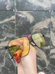 Солнцезащитные прямоугольный очки в стиле пилот,желтые в черной оправе - изображение 3